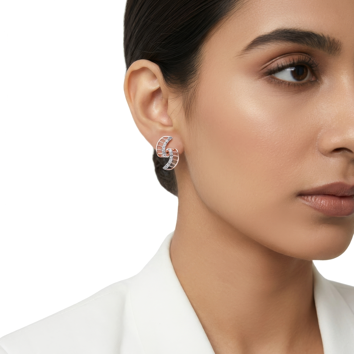 Nishka rose gold diamond earrings derwl 54131