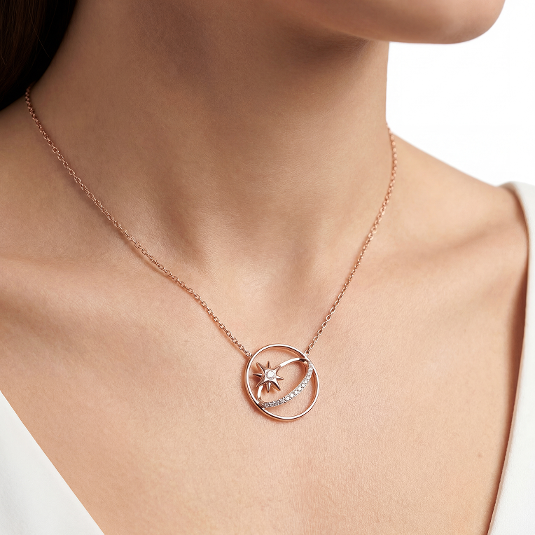Nishka rose gold diamond chain pendant dcpwl 30501