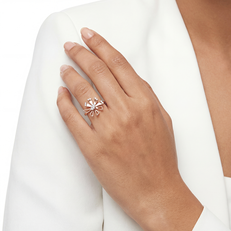 Nishka Rose Gold Diamond Ring DFRWL-19515