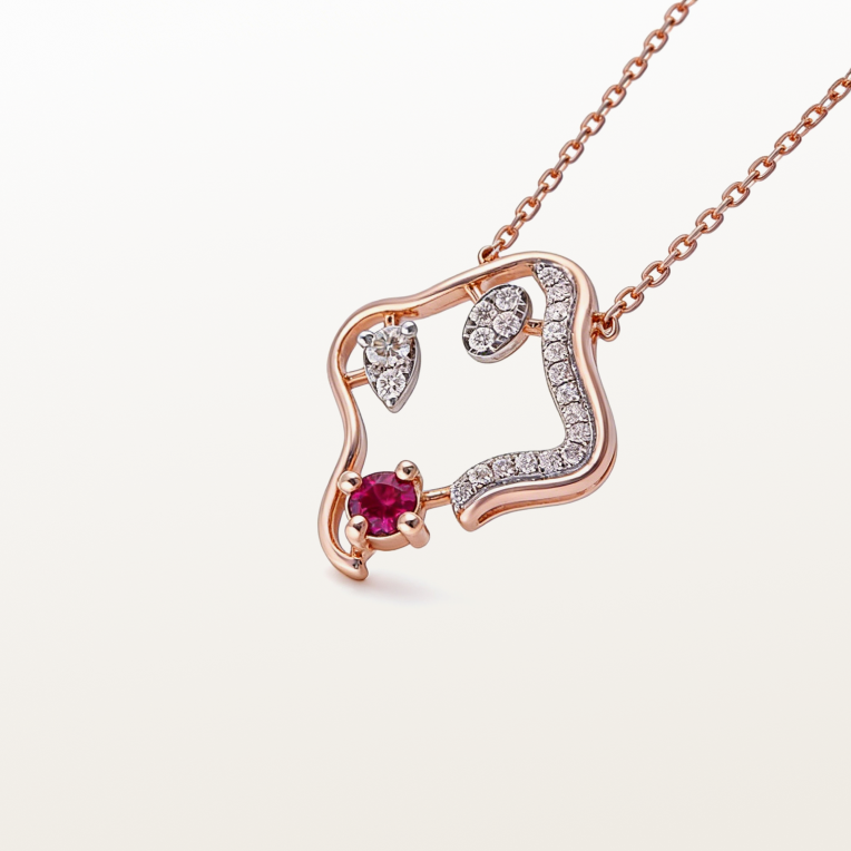Nishka Rose Gold Diamond Chain Pendant DCPWL-30497
