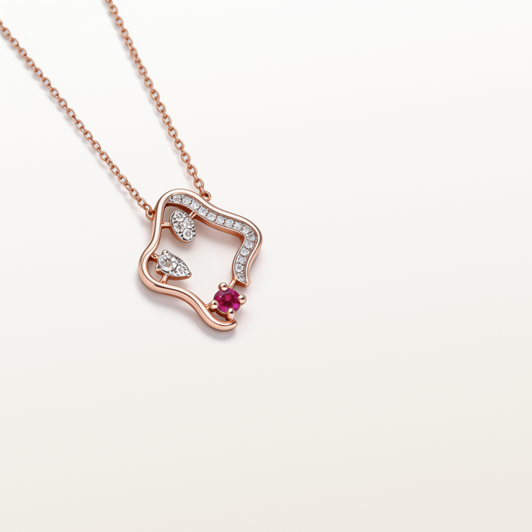 Nishka Rose Gold Diamond Chain Pendant DCPWL-30497